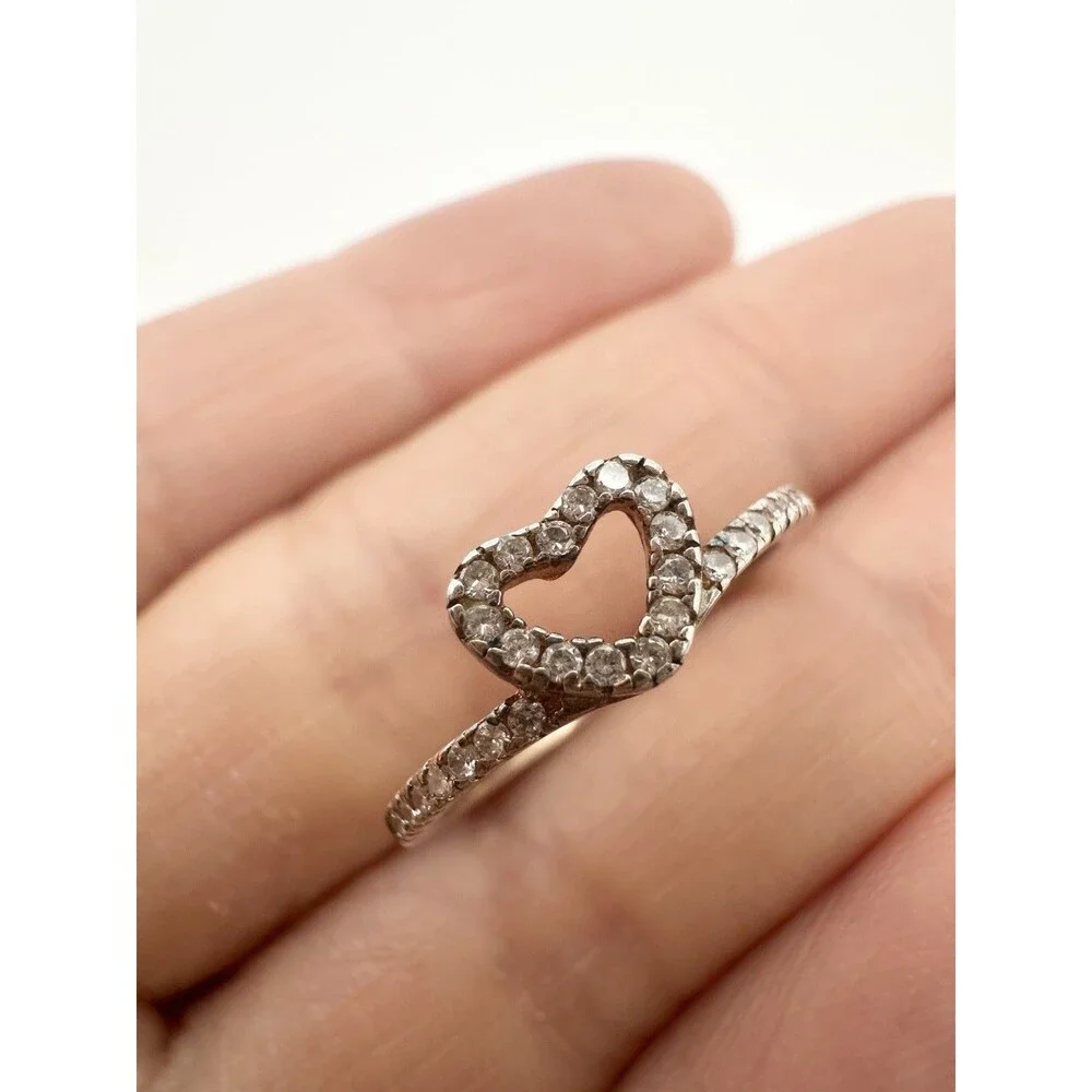 925 Sterling Silver Rose Gold Plated Heart Ring Size 5
